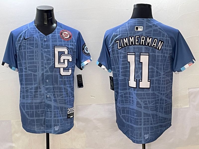 Men Washington Nationals #11 Zimmerman Blue Joint Name 2025 Nike MLB Jersey style 5